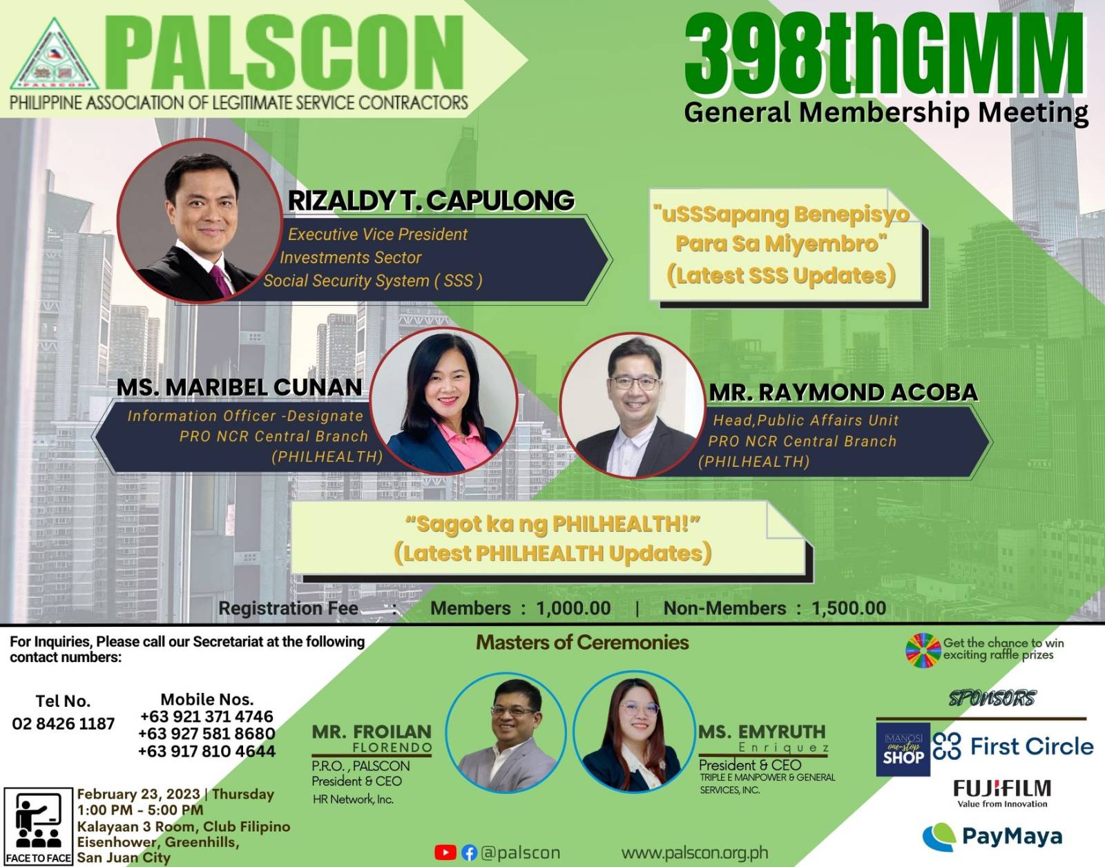 398th General Membership Meeting on February 23, 2023 at Kalayaan Hall